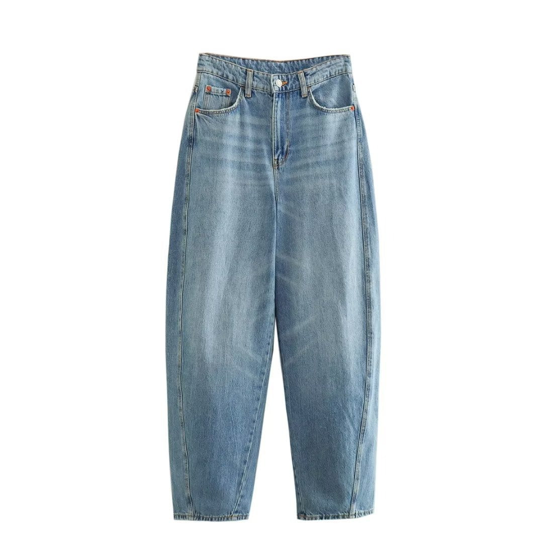 Denim loose leg pants for women